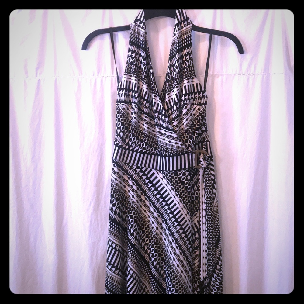white house black market halter maxi dress Ikat Print + Lurex Maxi Halter Dress